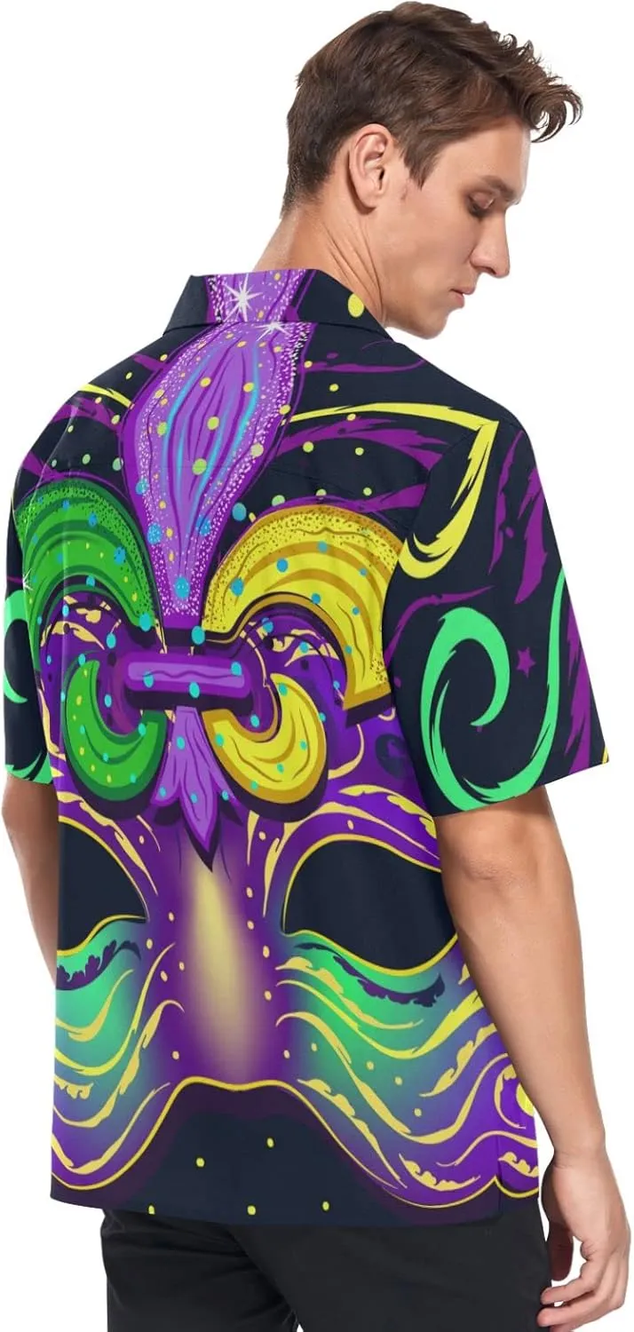 Fisyme Hawaiian Shirt for Men Loose-Fit Short Sleeve Button Down Beach Casual Shirts