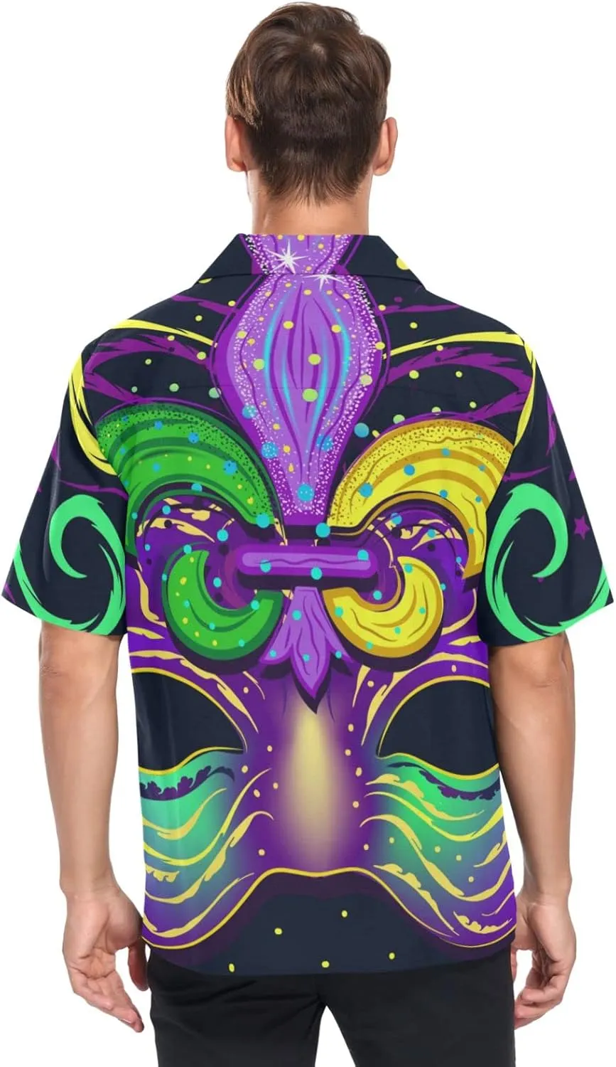 Fisyme Hawaiian Shirt for Men Loose-Fit Short Sleeve Button Down Beach Casual Shirts