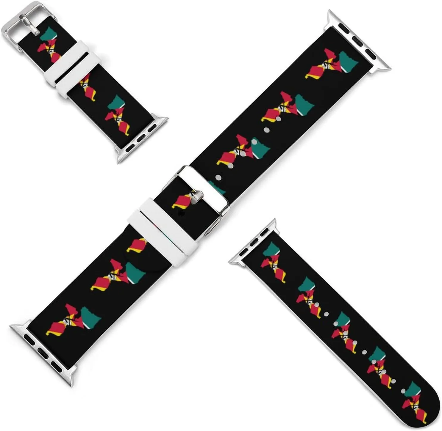 Flag Map of Mozambique Adjustable Silicone Watchband Compatible with IWatch Classic Soft Sports Watch Strap for Men Women