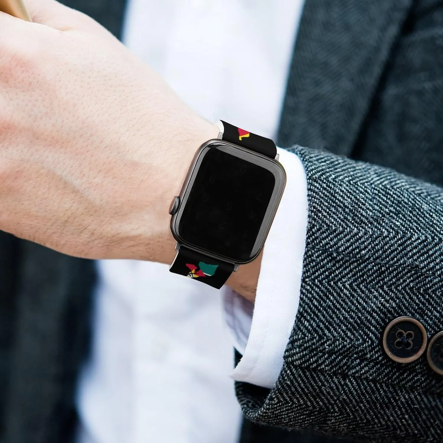 Flag Map of Mozambique Adjustable Silicone Watchband Compatible with IWatch Classic Soft Sports Watch Strap for Men Women
