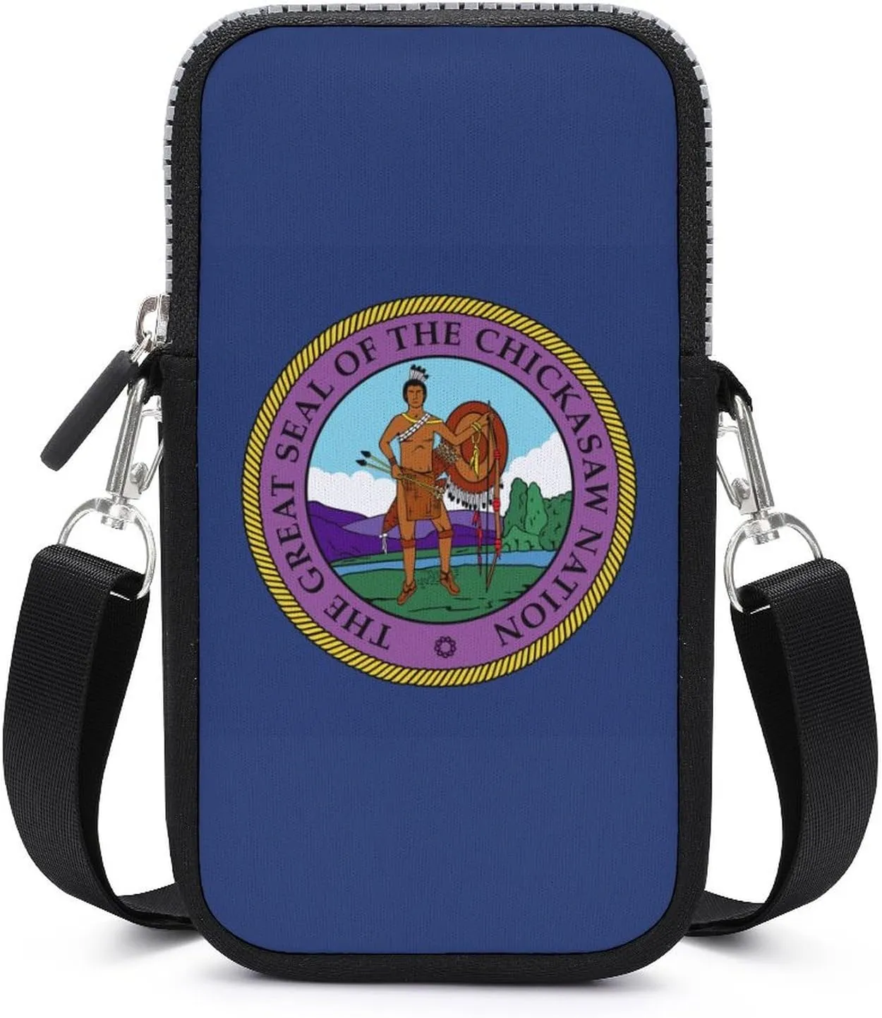 Flag of Chickasaw Nation Crossbody Cell Phone Bag Sling Storage Holder Purse with Adjustable Strap for Women Men