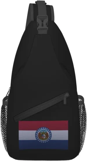 Flag Of Missouri Knitting Effect Crossbody Bags For Women Men Chest Backpack Gym Shoulder Bag Travel Outdoor Sports Casual Crossbody Bags