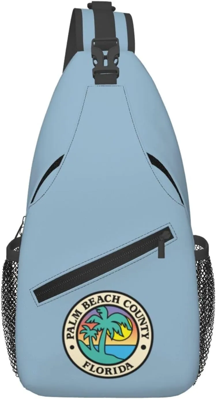 Flag Of Palm Beach County, Florida Crossbody Bags For Women Men Chest Backpack Gym Shoulder Bag Travel Outdoor Sports Casual Crossbody Bags
