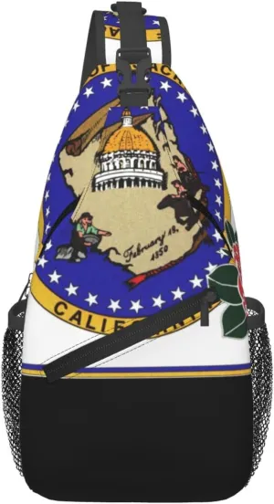 Flag Of Sacramento County, California Crossbody Bags For Women Men Chest Backpack Gym Shoulder Bag Travel Outdoor Sports Casual Crossbody Bags
