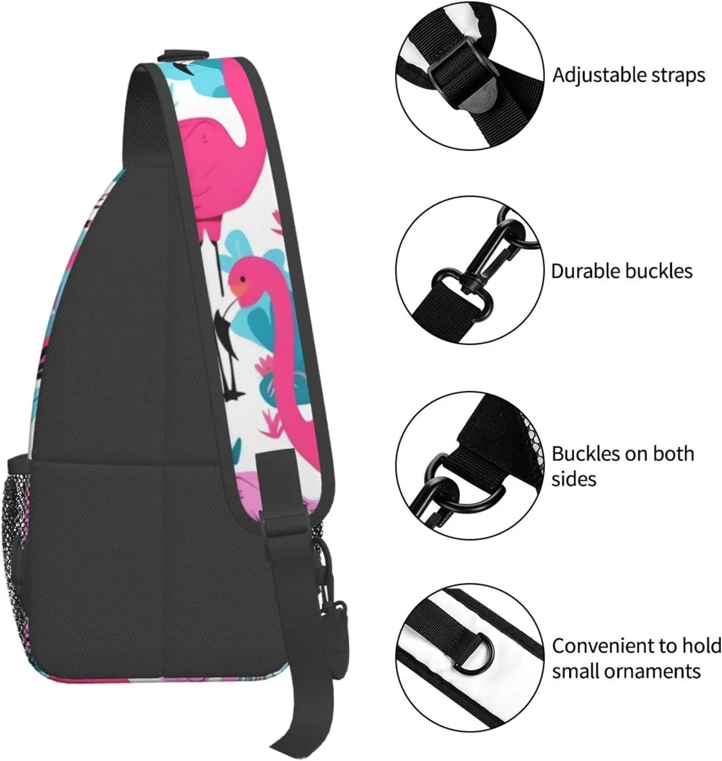 Flamingo Outdoor Cross-body Shoulder Bag, Unisex Backpack For Women Men Young Hiking Travel