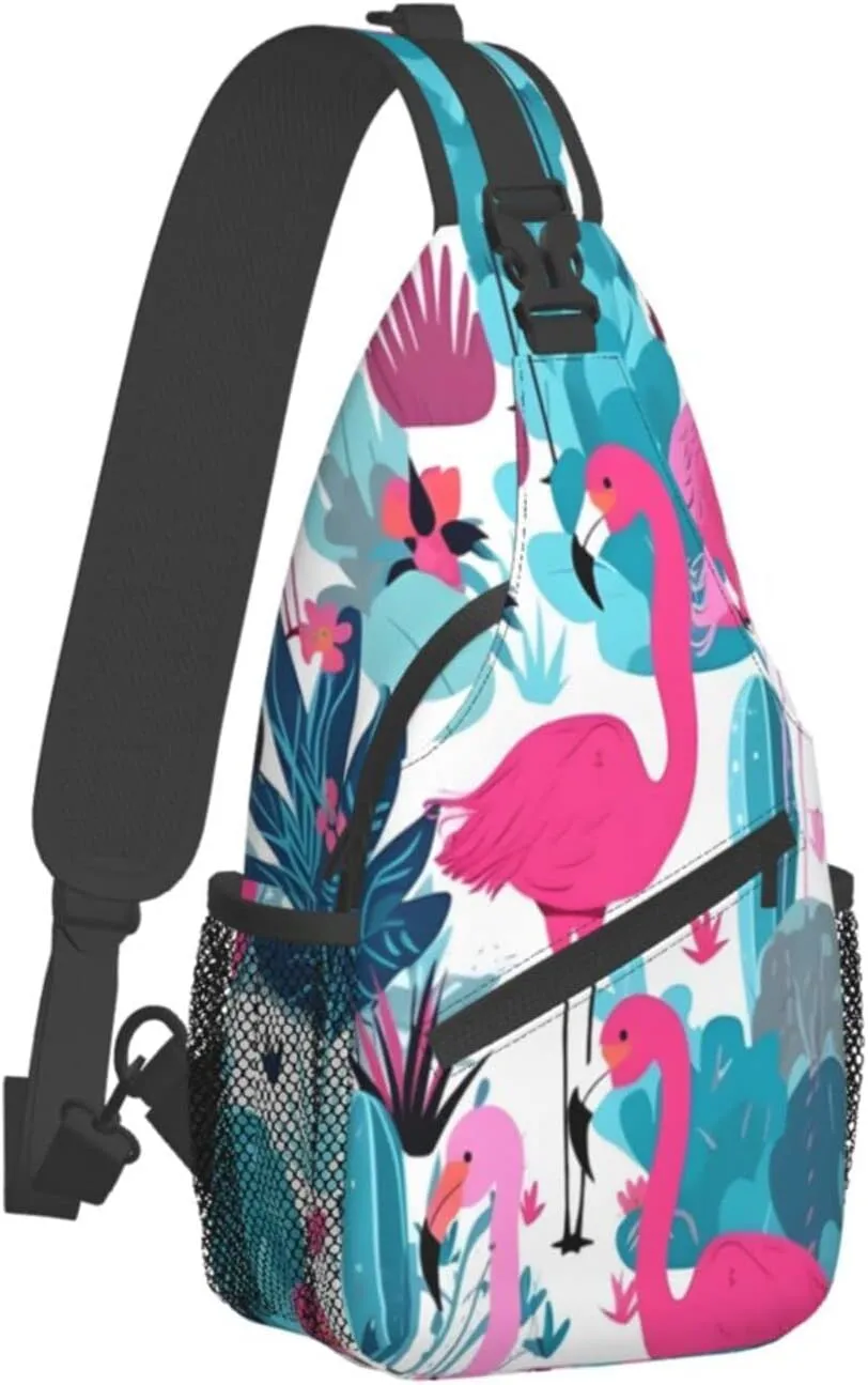 Flamingo Outdoor Cross-body Shoulder Bag, Unisex Backpack For Women Men Young Hiking Travel