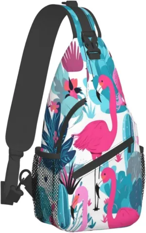 Flamingo Outdoor Cross-body Shoulder Bag, Unisex Backpack For Women Men Young Hiking Travel