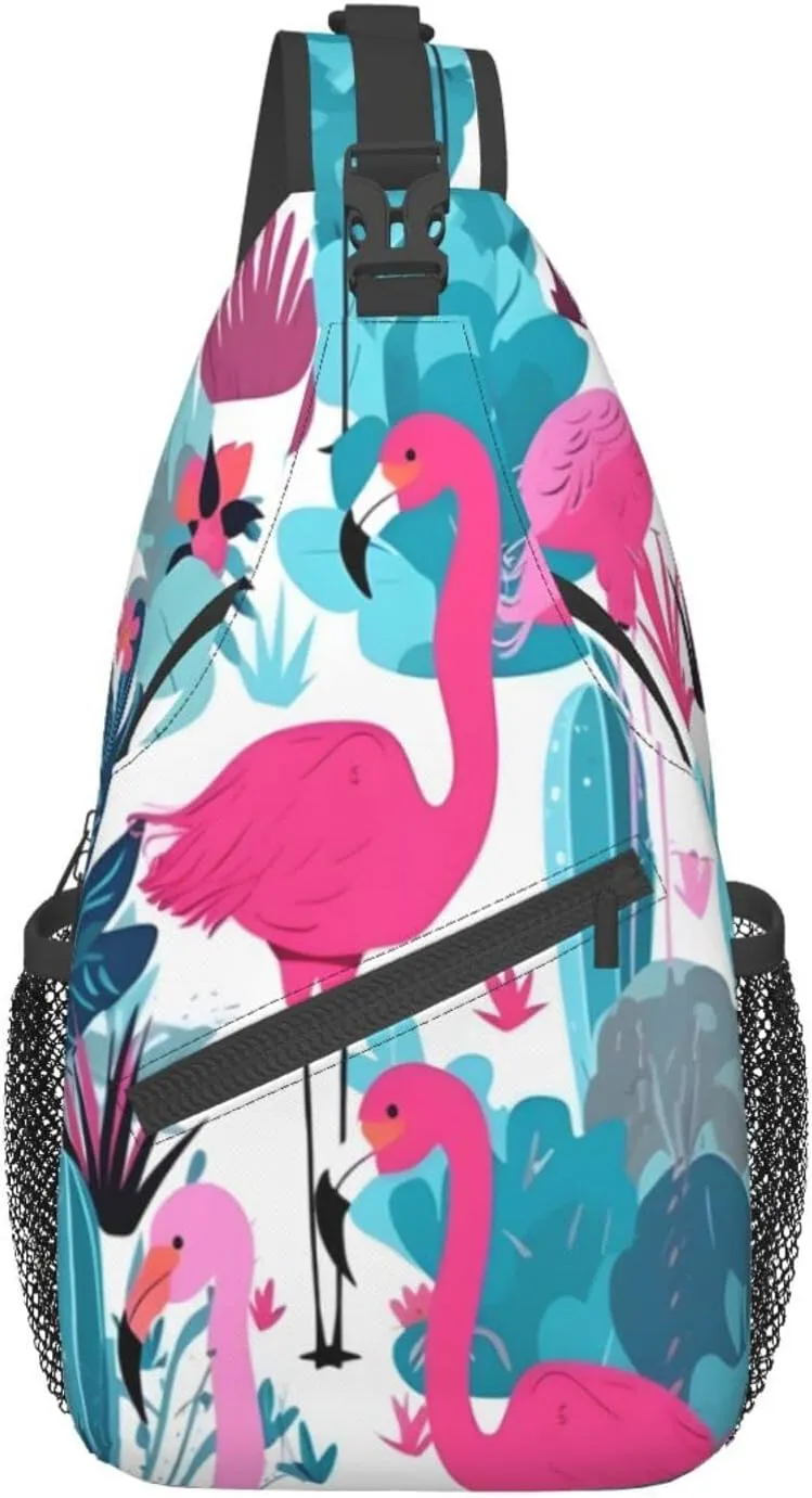 Flamingo Outdoor Cross-body Shoulder Bag, Unisex Backpack For Women Men Young Hiking Travel