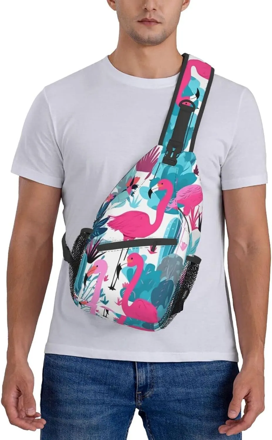 Flamingo Outdoor Cross-body Shoulder Bag, Unisex Backpack For Women Men Young Hiking Travel