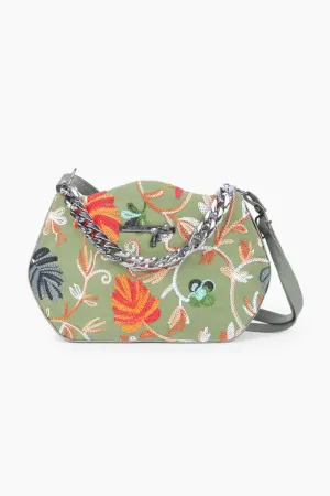 Floral Embroidered Sling Bag for Women( Green )