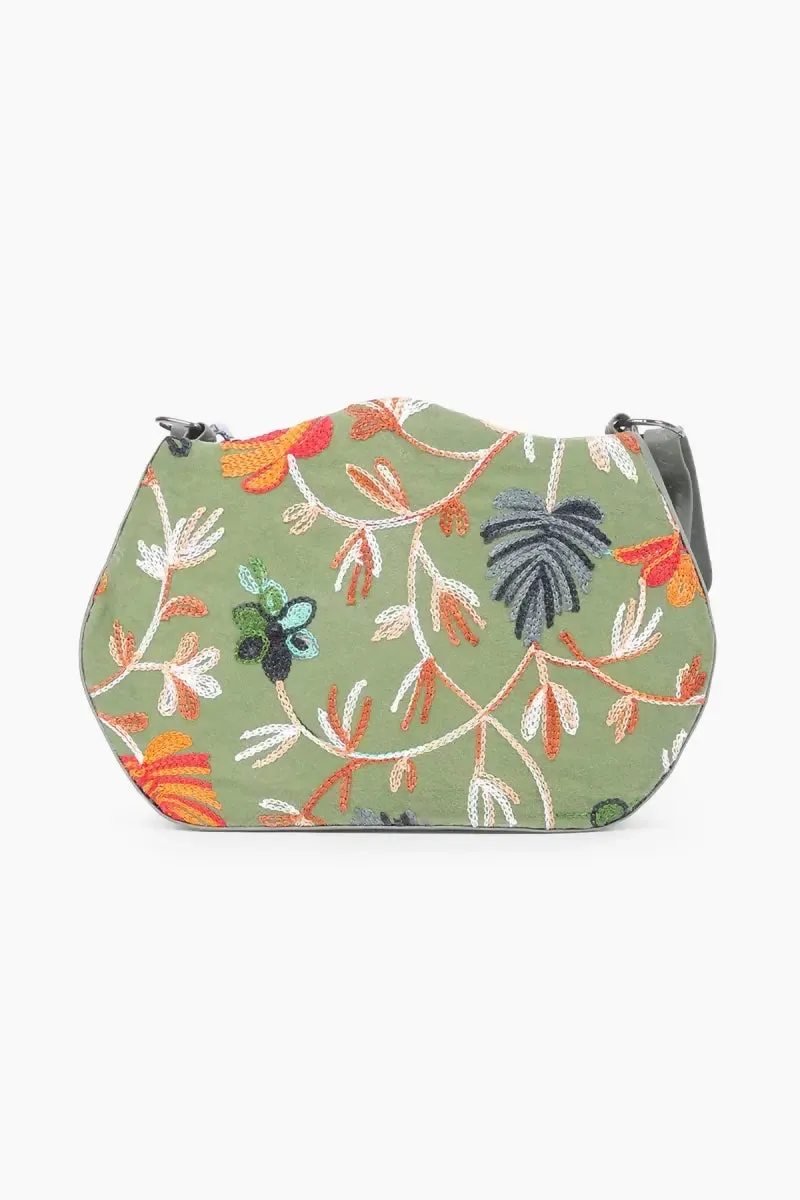 Floral Embroidered Sling Bag for Women( Green )