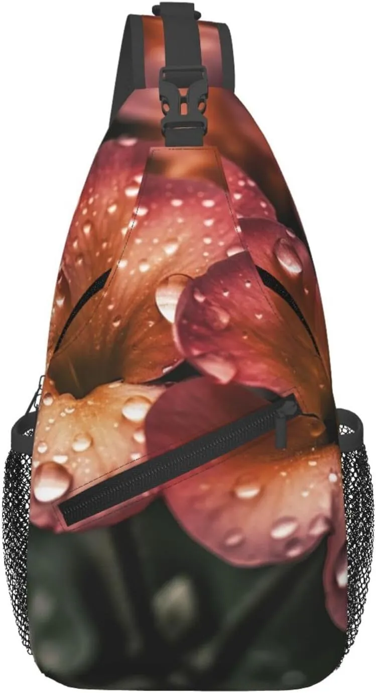 Flower Raindrops Sling Bag Backpack For Men Cross Chest Bag Crossbody Shoulder Bag Travel Hiking Daypack