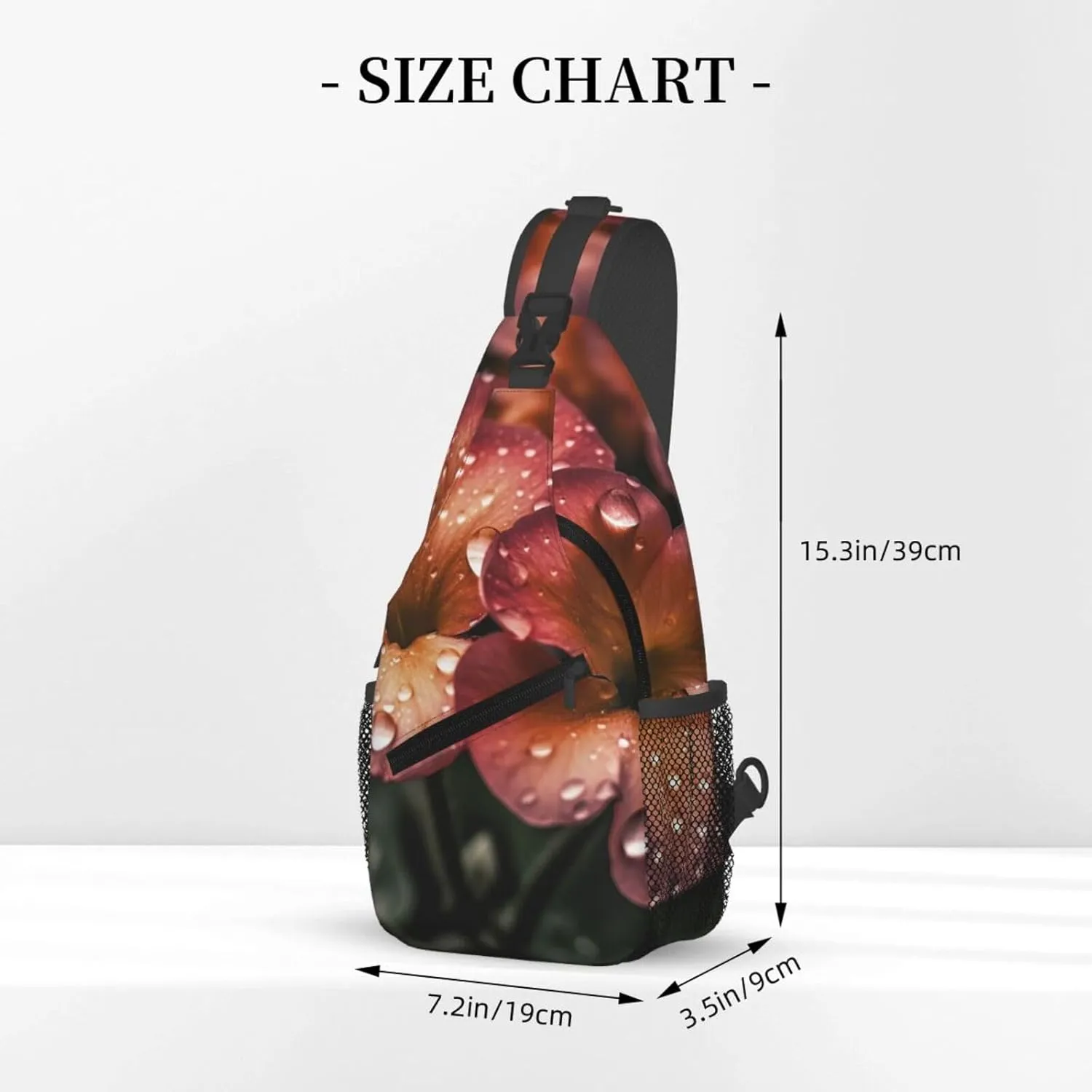Flower Raindrops Sling Bag Backpack For Men Cross Chest Bag Crossbody Shoulder Bag Travel Hiking Daypack