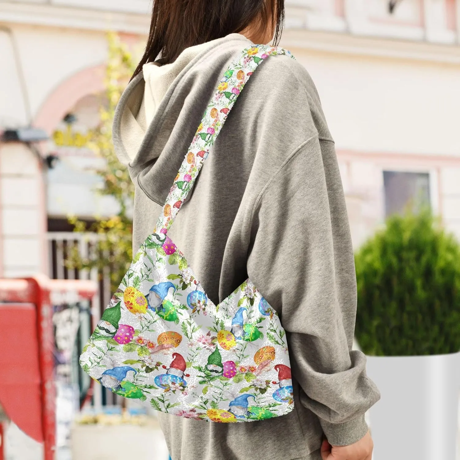 Fluffy Crossbody Bag for Women,Polyester Crossbody Bag Fluffy Tote Bag Lady Shoulder Bag