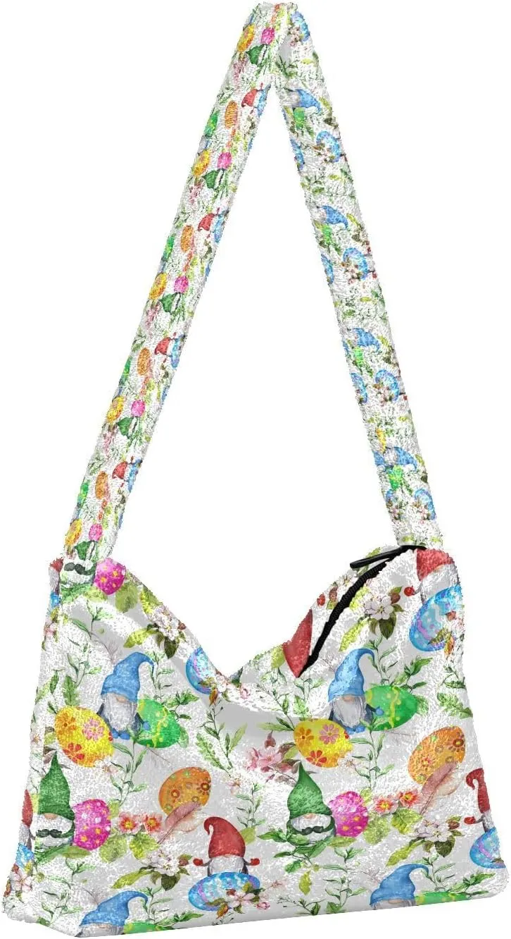 Fluffy Crossbody Bag for Women,Polyester Crossbody Bag Fluffy Tote Bag Lady Shoulder Bag
