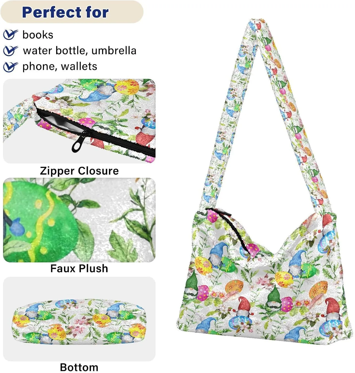 Fluffy Crossbody Bag for Women,Polyester Crossbody Bag Fluffy Tote Bag Lady Shoulder Bag