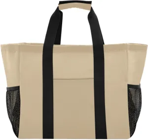 Foldable Large Grocery Bags for Mens, Portable Water-resistant Beach Bag, Pale Ocre