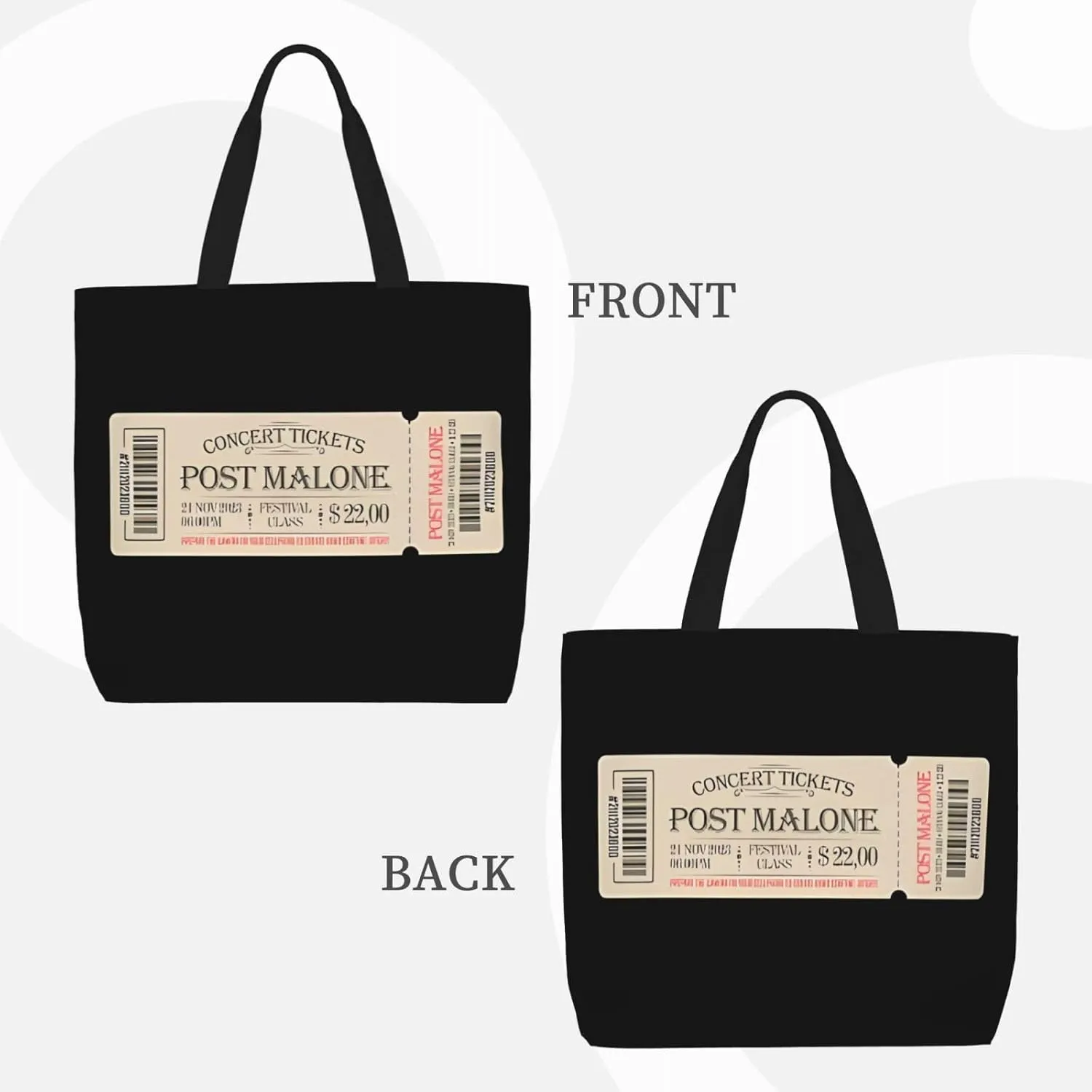 Foldable Reusable Tote Bag With Zipper,Inner Pockets Stylish Canvas Tote Bag Handbag