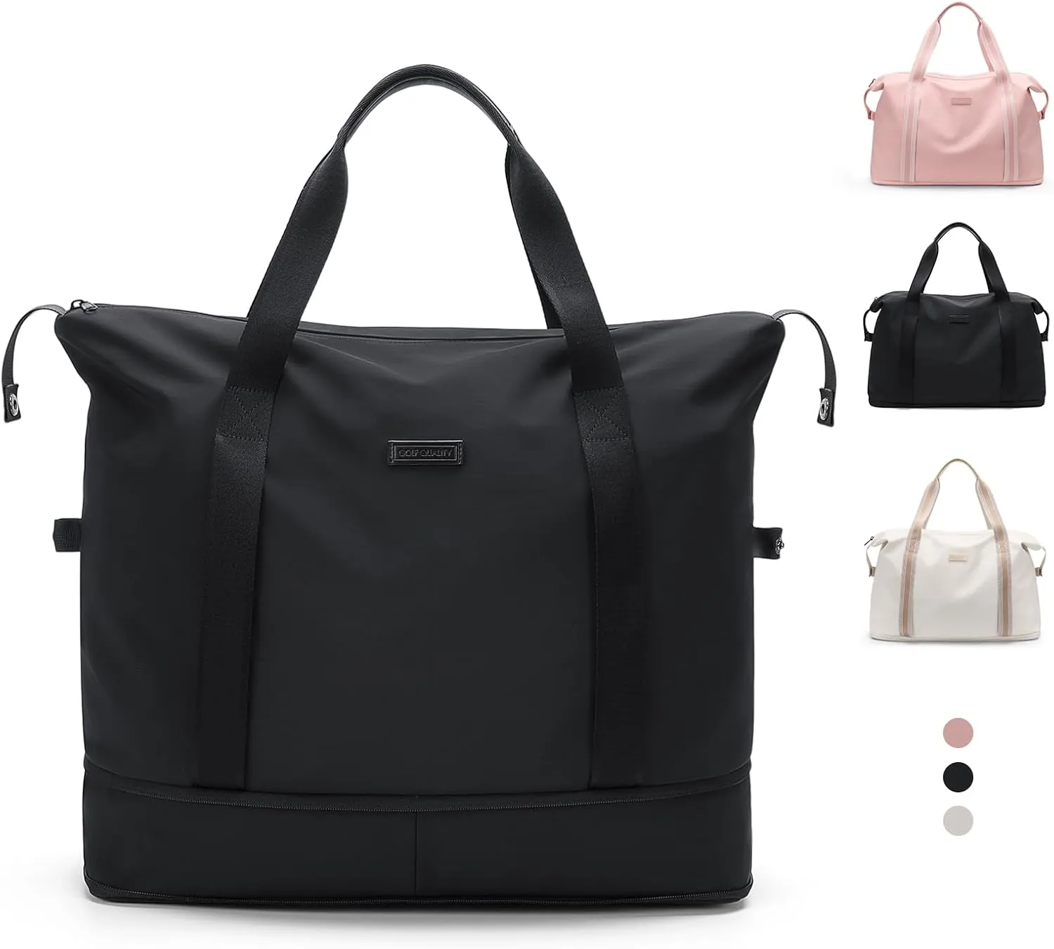 Foldable Travel Duffel Bag Carry On Yoga Tote Duffle Bags for Women Travel Sport Gym Hospital Bag Labor Delivery Overnight Luggage,40L,Black