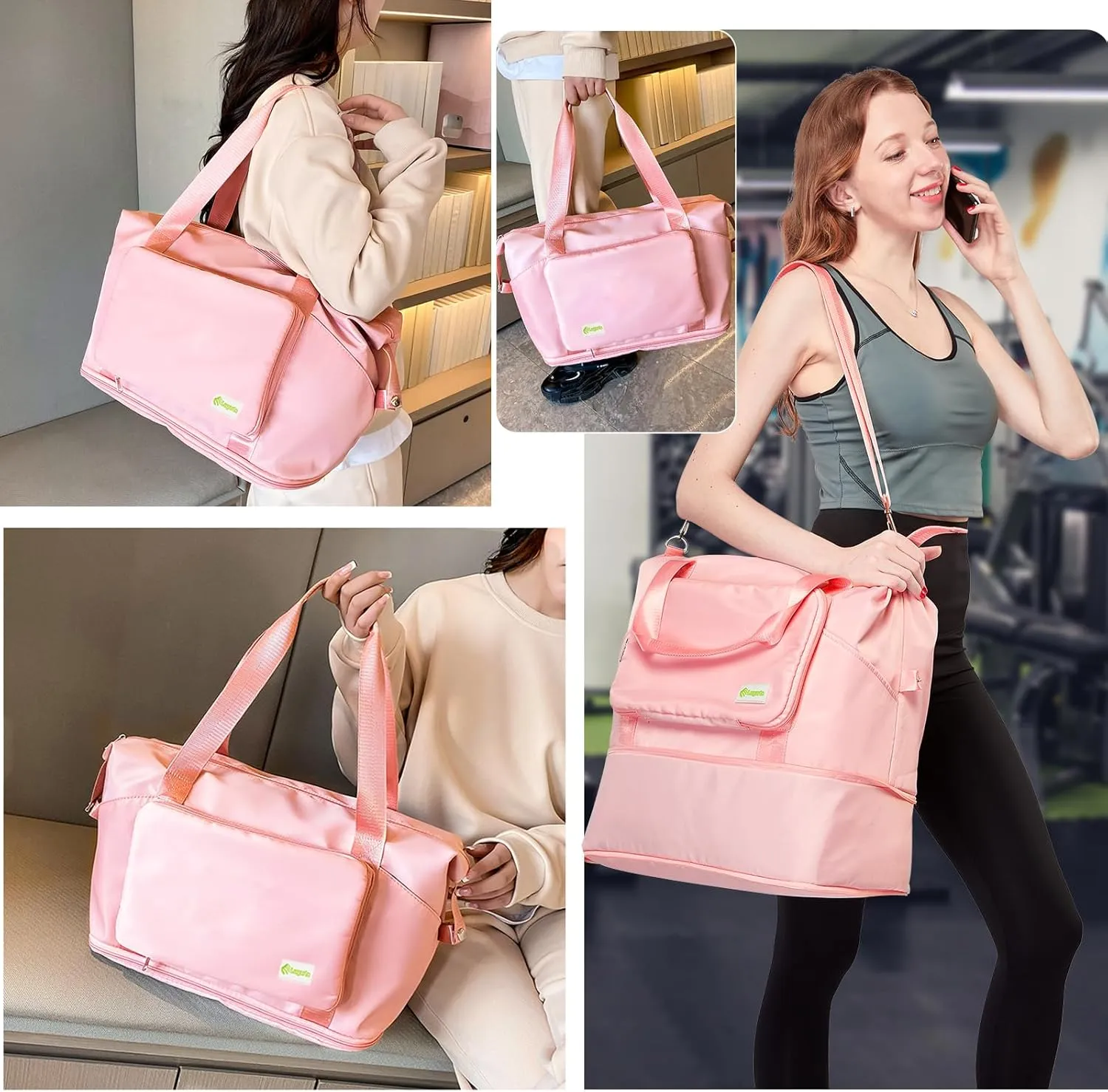 Foldable Travel Duffel Bag for Women, Water Resistant Personal Item/Carry Bag, Overnight Weekender Bag with Wet Compartment
