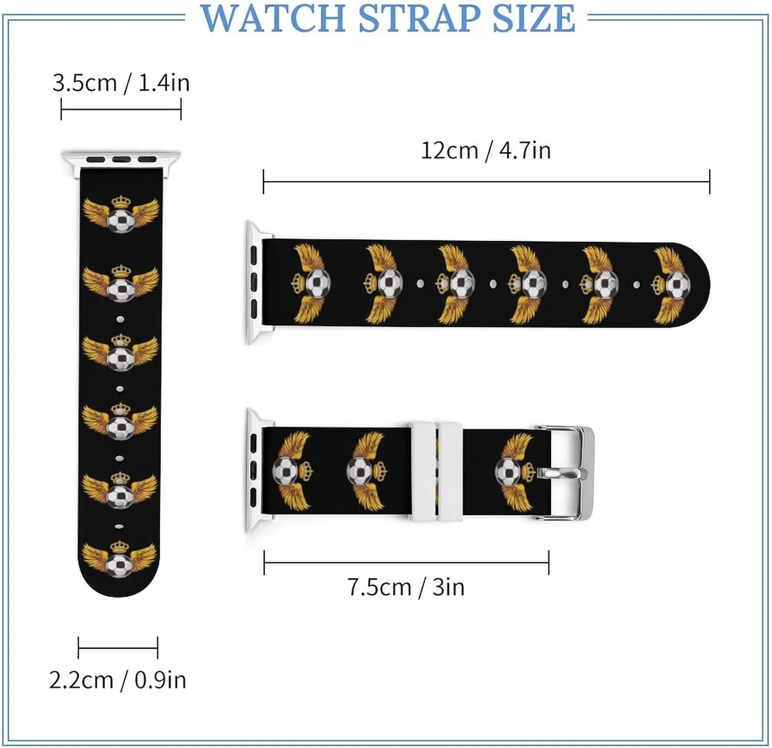 Football with Wings King Adjustable Silicone Watchband Compatible with IWatch Classic Soft Sports Watch Strap for Men Women
