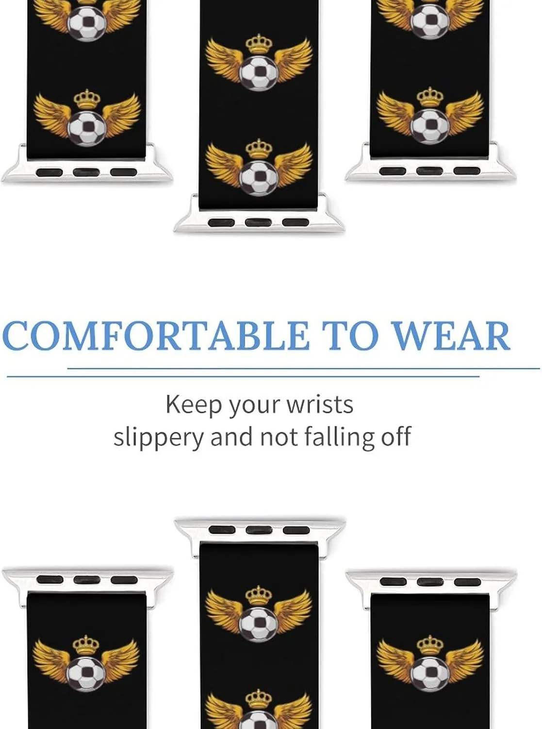 Football with Wings King Adjustable Silicone Watchband Compatible with IWatch Classic Soft Sports Watch Strap for Men Women