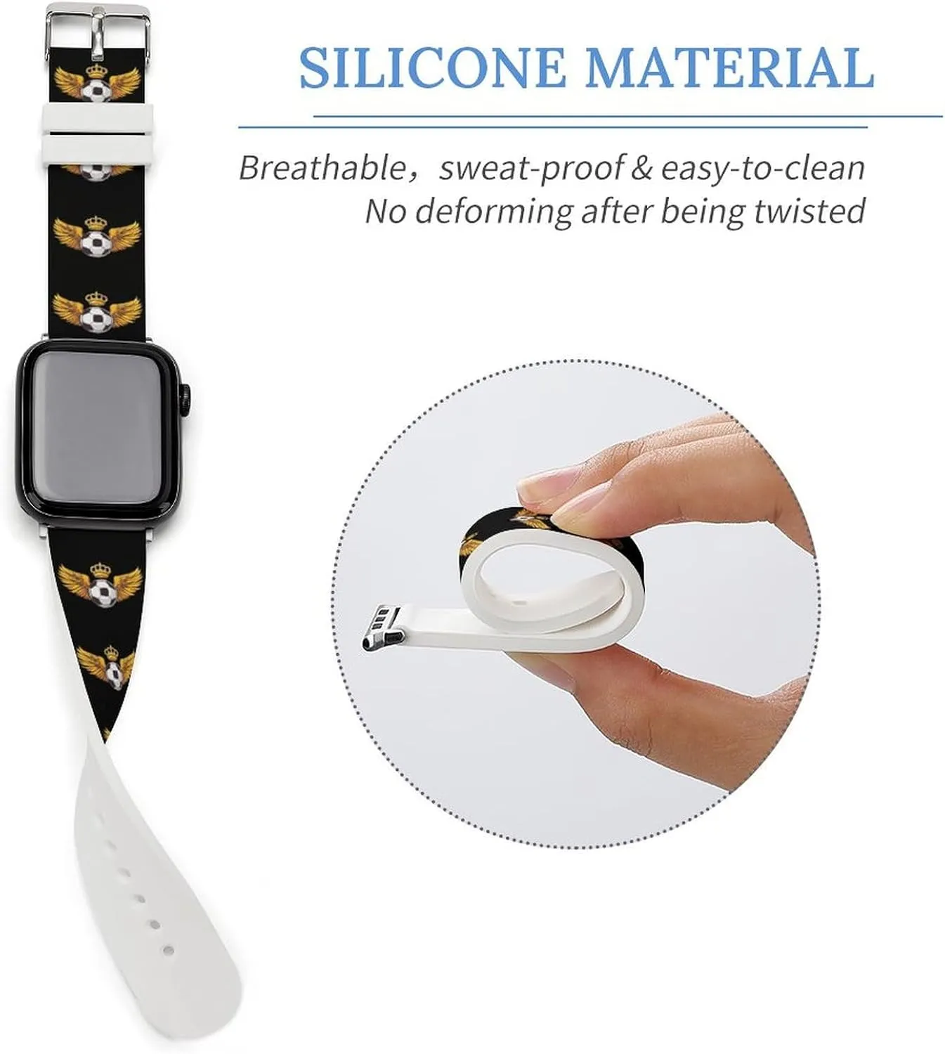 Football with Wings King Adjustable Silicone Watchband Compatible with IWatch Classic Soft Sports Watch Strap for Men Women