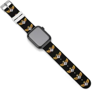 Football with Wings King Adjustable Silicone Watchband Compatible with IWatch Classic Soft Sports Watch Strap for Men Women