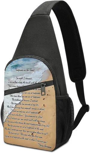 Footprints INthe Sand Unisex Chest Bag, Travel, Running, Hiking Sports Bag