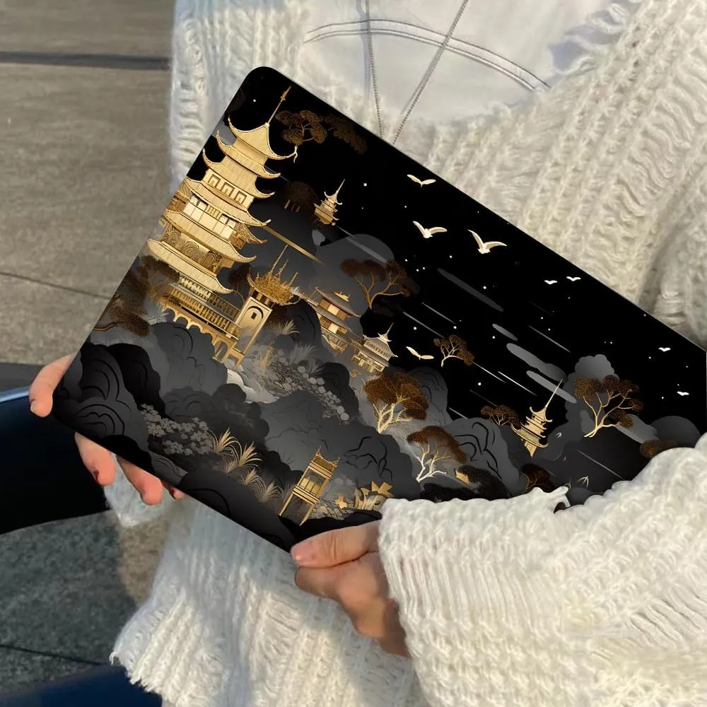 for 2022 2023 2024 2025 MacBook Air 13.6 inch Case M4 M3 M2 Chip A2681 A3113 A3420 Cover, Pattern Plastic Hard Shell Keyboard Skin for MacBook Air M4 2025 Touch ID, Tide Illustration 1