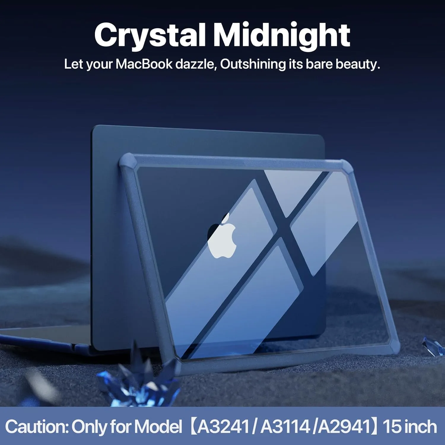for MacBook Air 15 inch Case M4 2025 2024 2023 M3 M2 [Profi ShockBumper] [Military Drop Protection] Hard Shell Laptop Cover - Crystal Midnight