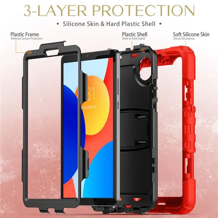For Xiaomi Redmi Pad SE 4G 8.7 inch Case with Shoulder Strap Kickstand PC Silicone Tablet Cover