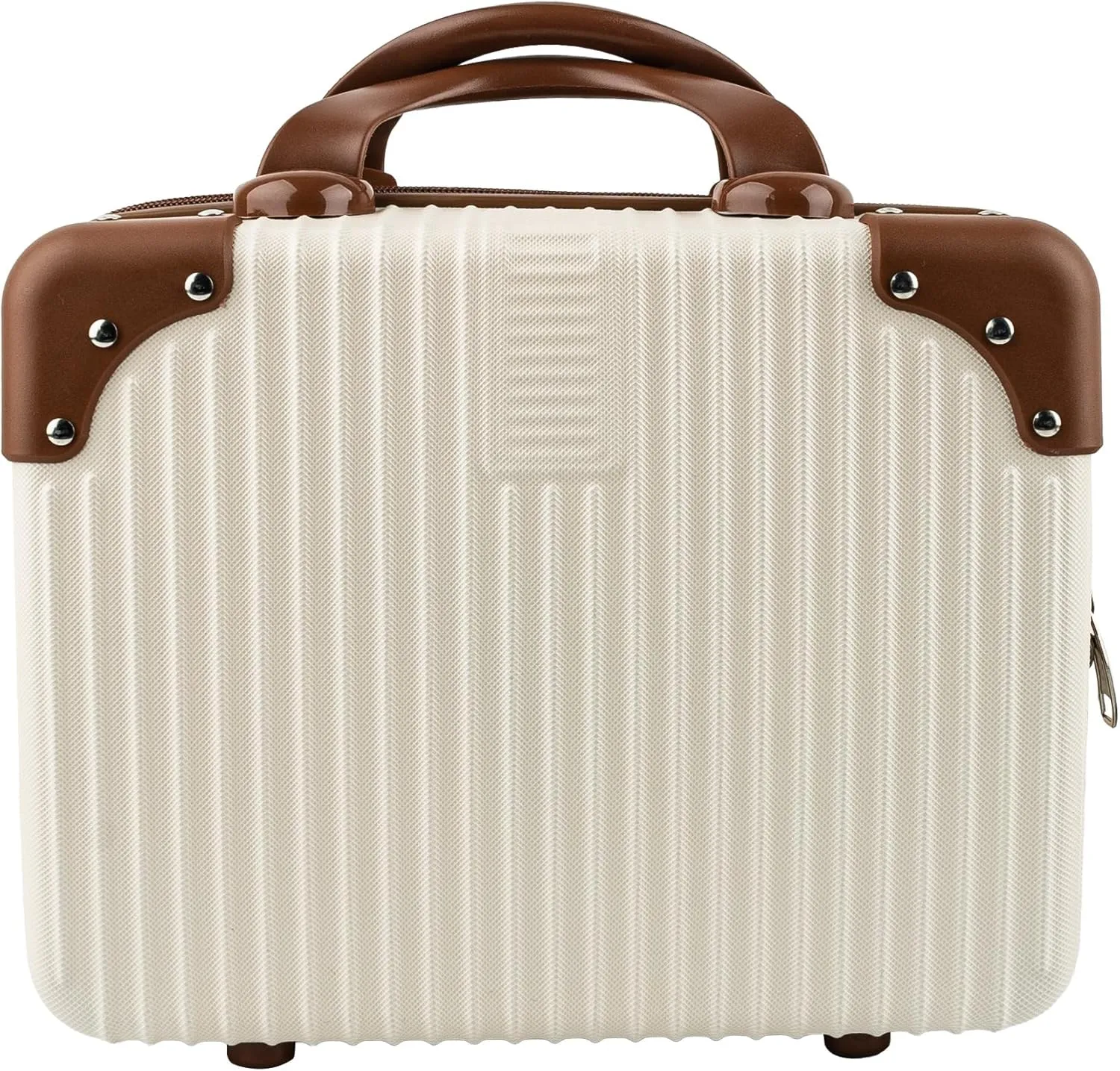 Framendino, Portable Hard Shell Cosmetic Suitcase Makeup Travel Case Beige