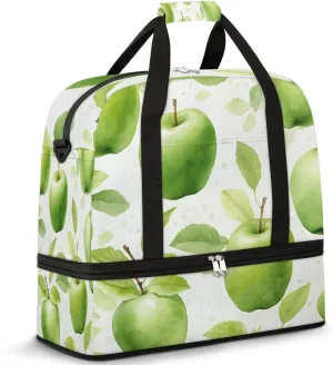 Fresh Apples Foldable Travel Duffel Bag Overnight Weekender Bag with Shoes Compartment Sports Gym Bag for Men Women