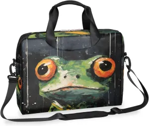 Frog Painting Laptop Bag Carrying Case 15.6 Inch Laptop Briefcase Messenger Shoulder Bag for Tablet Computer Bag for Travle Business Men Women