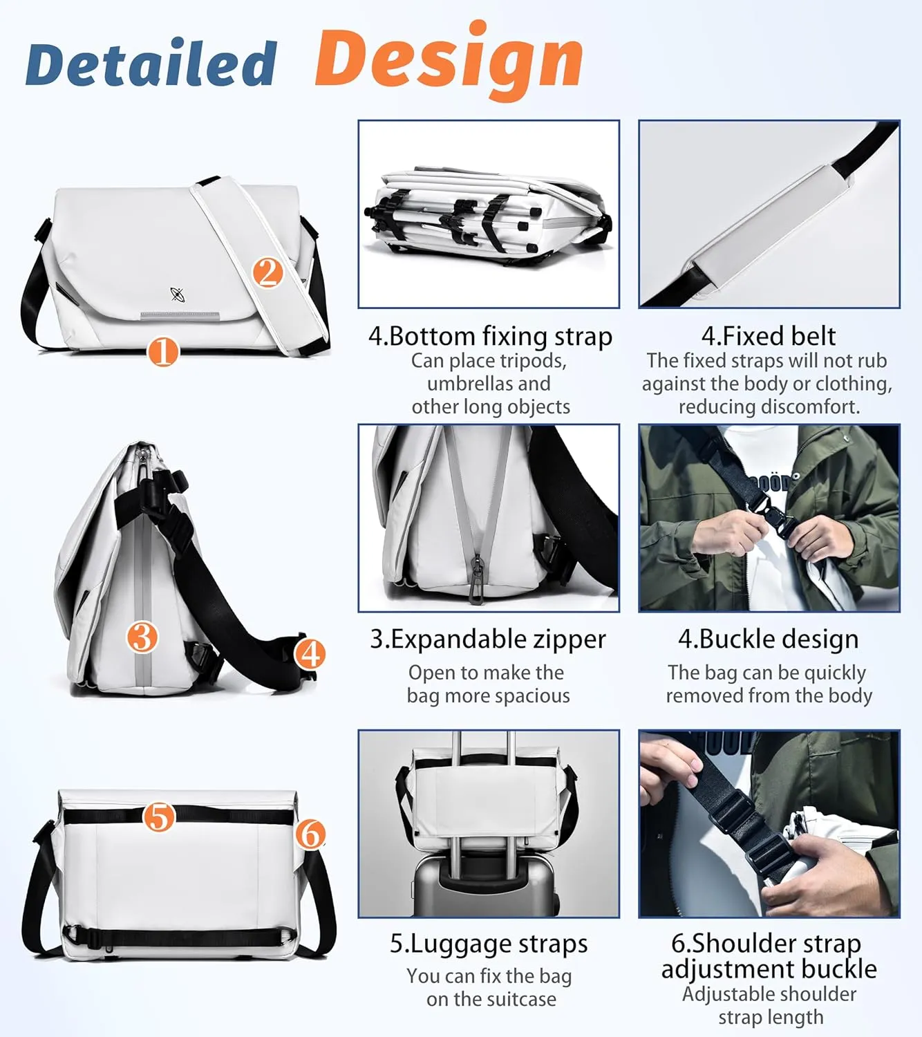 FSD.WG Men Messenger Bag Laptop Bag Shoulder Bag Large Capacity Computer Casual Bag for Work College Travel big size