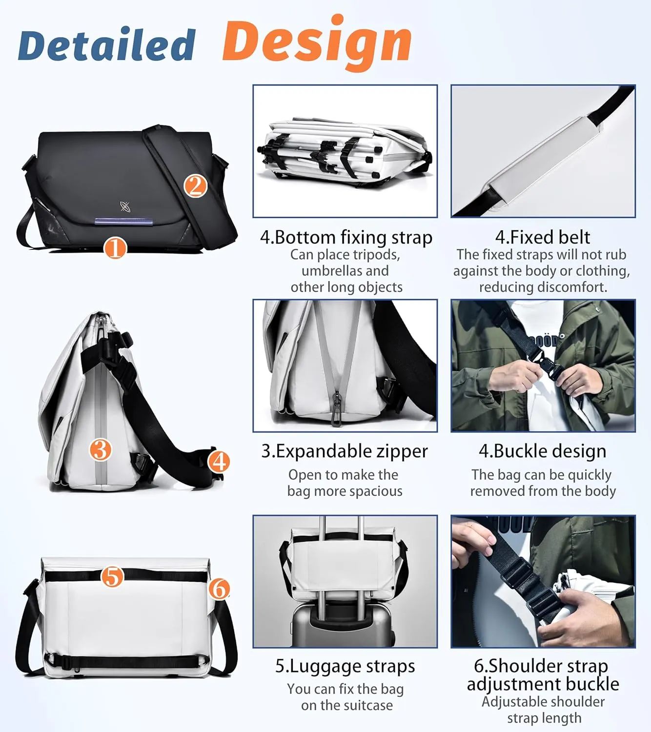 FSD.WG Men Messenger Bag Laptop Bag Shoulder Bag Large Capacity Computer Casual Bag for Work College Travel big size