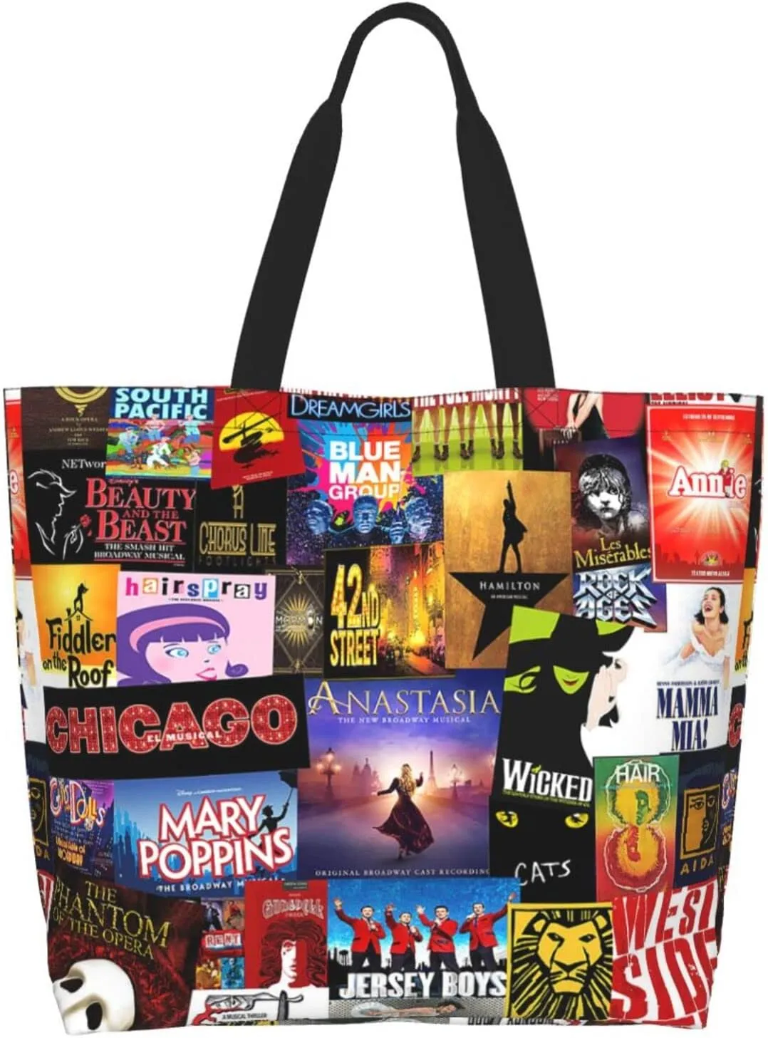 Ftuiylu broadway Tote Bag Women Kitchen Reusable Grocery Bags Shopping Bag Beach Bags Shoulder Bag