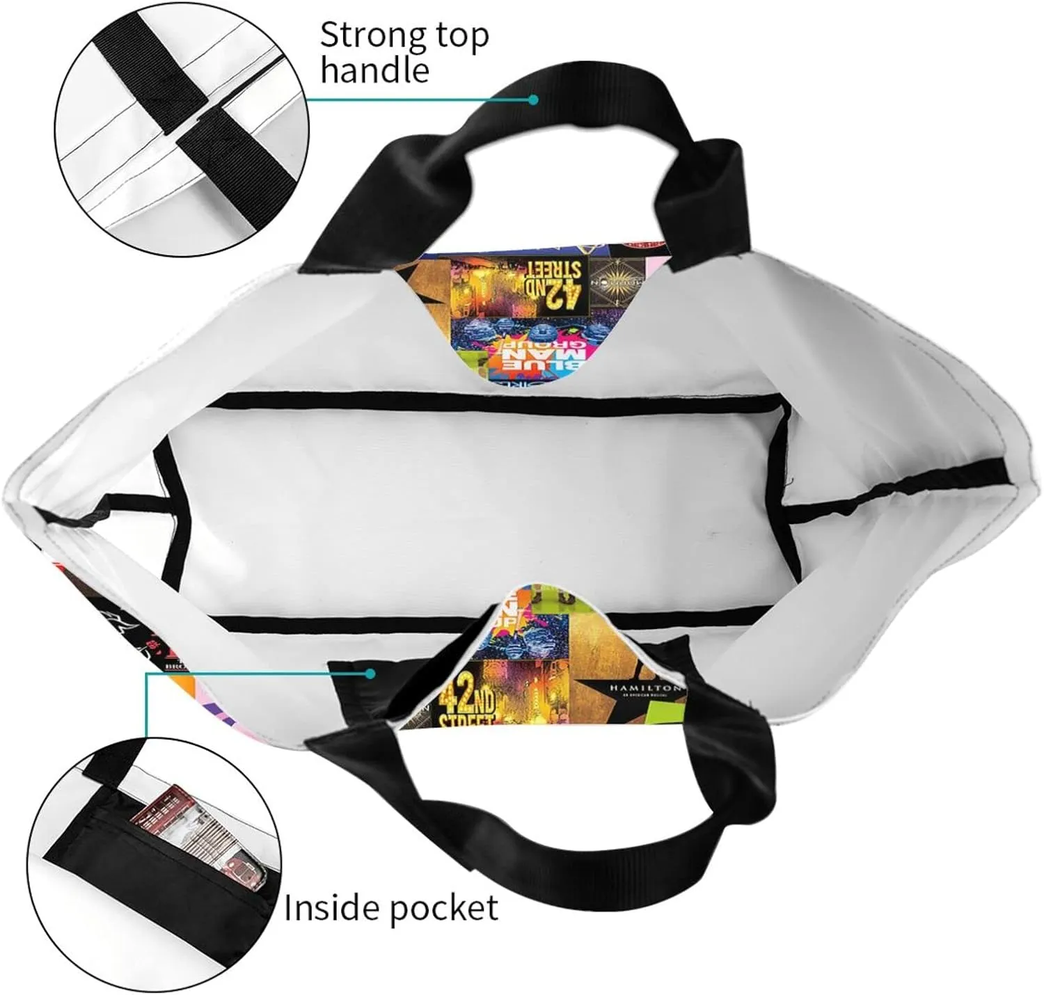Ftuiylu broadway Tote Bag Women Kitchen Reusable Grocery Bags Shopping Bag Beach Bags Shoulder Bag