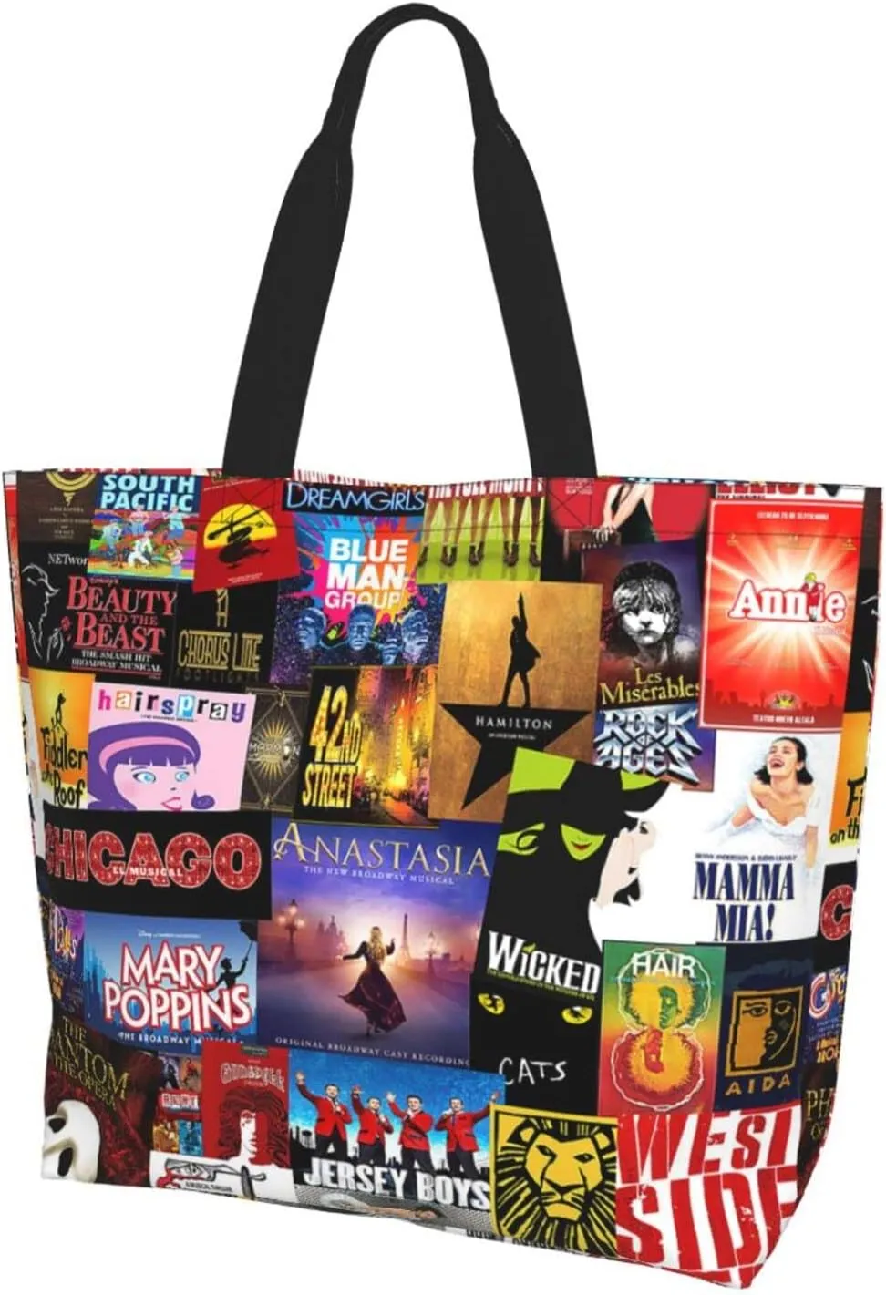 Ftuiylu broadway Tote Bag Women Kitchen Reusable Grocery Bags Shopping Bag Beach Bags Shoulder Bag