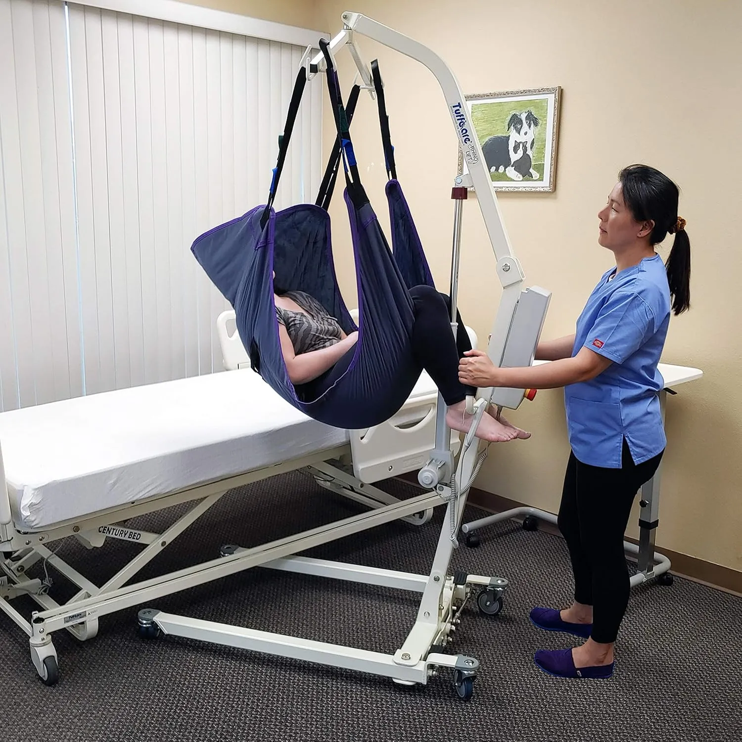 Full Body Sling (Medium) Compatible with Tuffcare, Hoyer, Invacare, McKesson, Drive, Lumex, Medline, Joerns and Other Patient Lifts, Oversize Fit Solid Fabric Polyester Patient Lift Slings