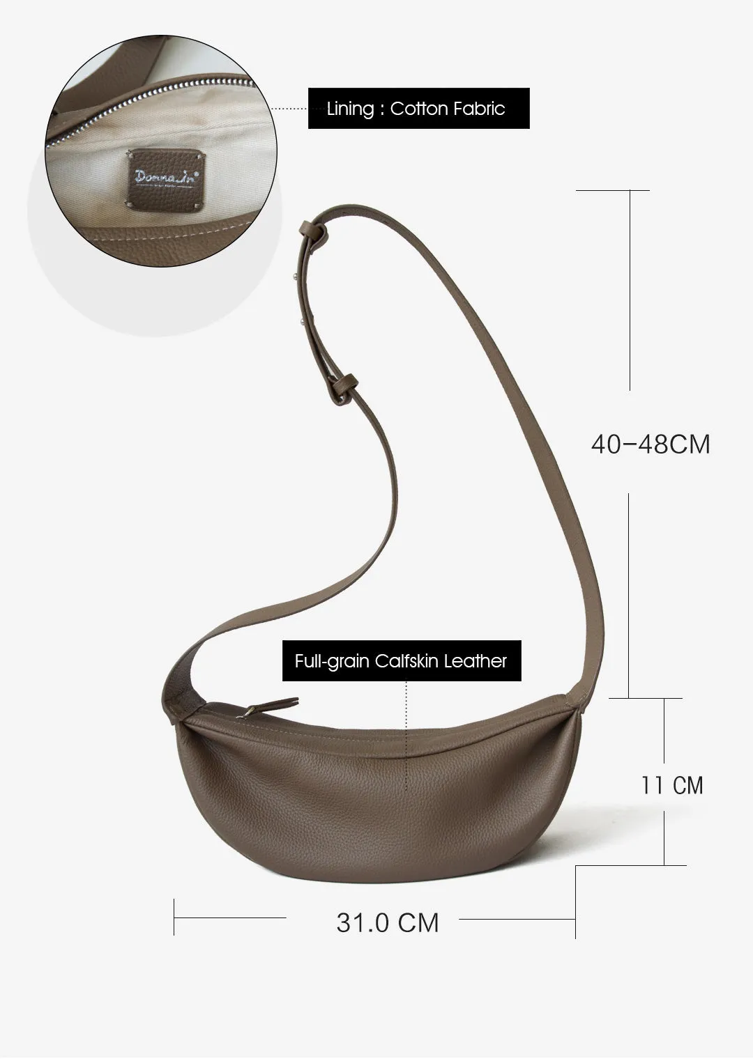 Full Grain Leather Minimalist Sling Bag