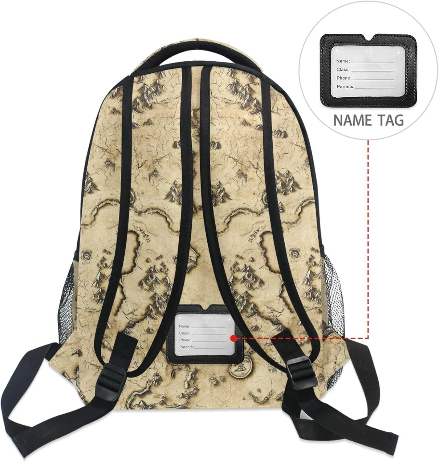 Fun Backpack for Men Women Fashion Personal Backpack with Chest Strap for Travel Trip Vintage Game Map