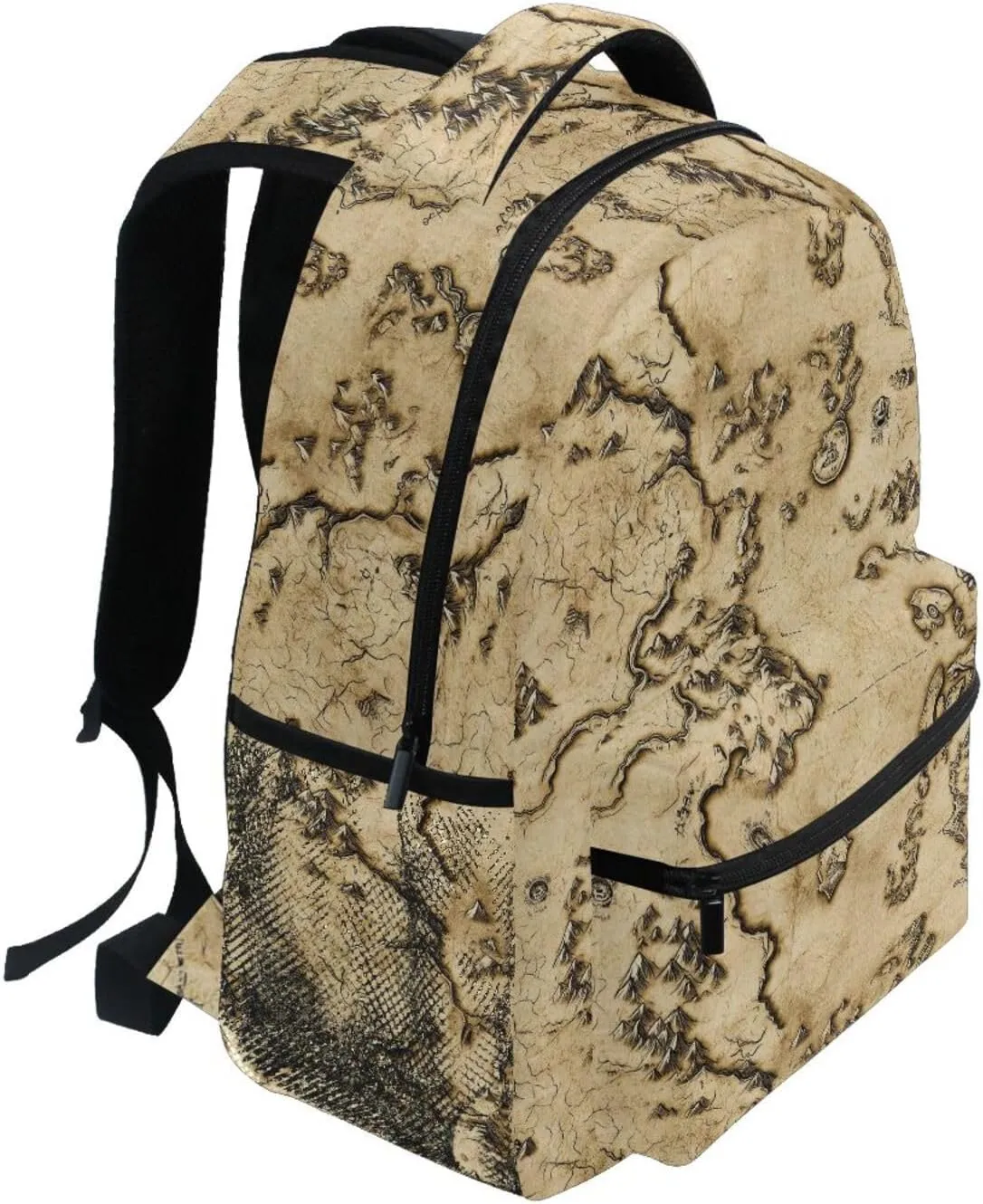 Fun Backpack for Men Women Fashion Personal Backpack with Chest Strap for Travel Trip Vintage Game Map
