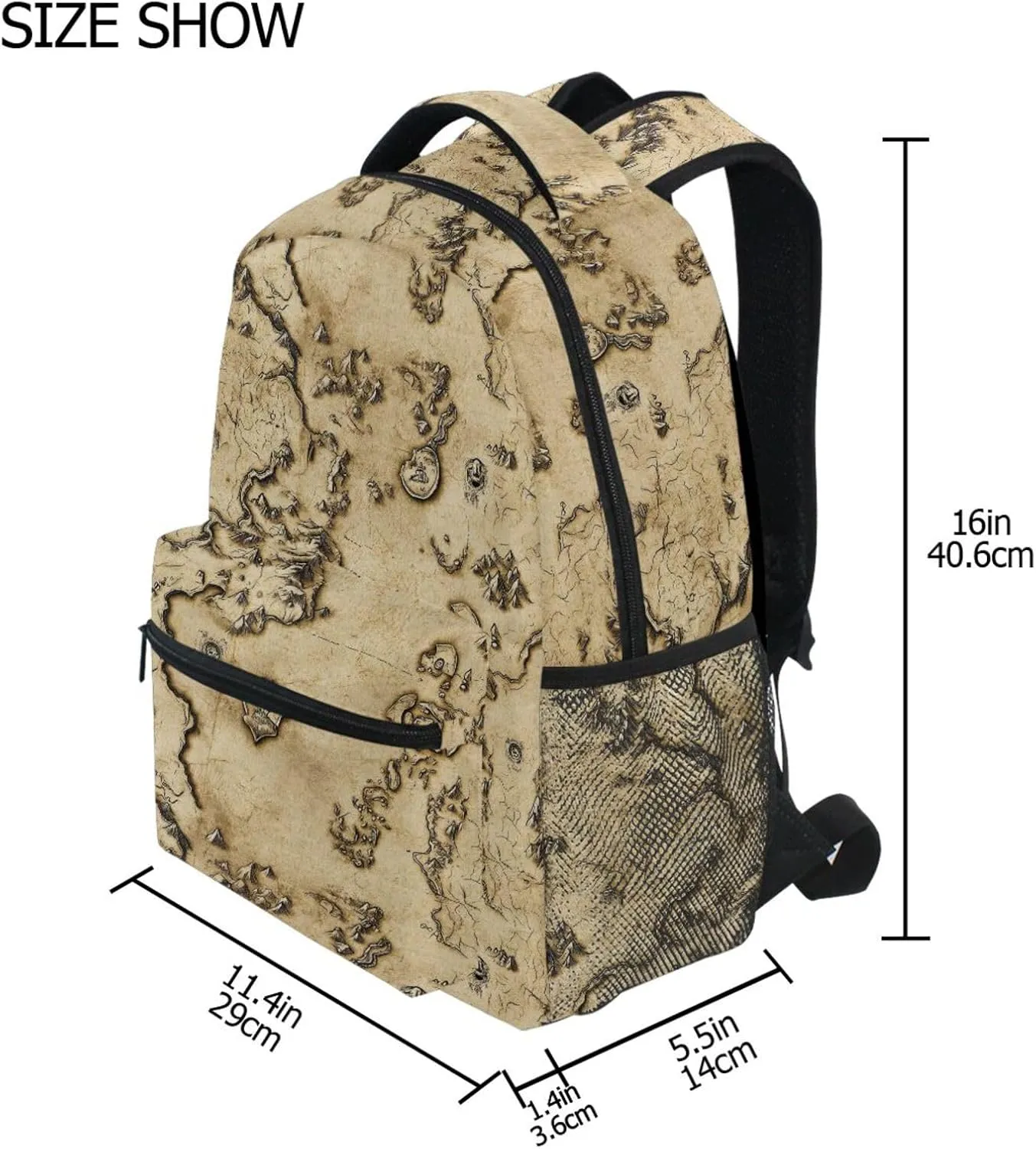 Fun Backpack for Men Women Fashion Personal Backpack with Chest Strap for Travel Trip Vintage Game Map