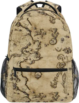 Fun Backpack for Men Women Fashion Personal Backpack with Chest Strap for Travel Trip Vintage Game Map
