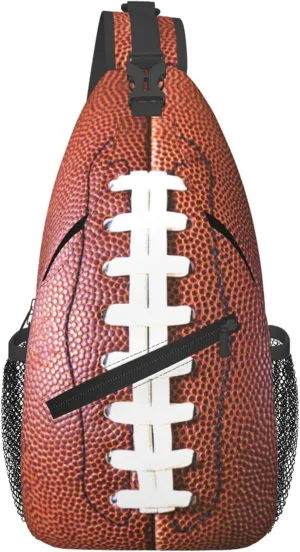 Funny Football Print Sling Bag for Men Women, Crossbody Backpack Purse Chest Daypack Shoulder Bag for Sports Hiking Running Travel
