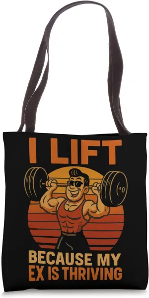 Funny Gym Motivation for Men Retro Style Powerlifting Tote Bag