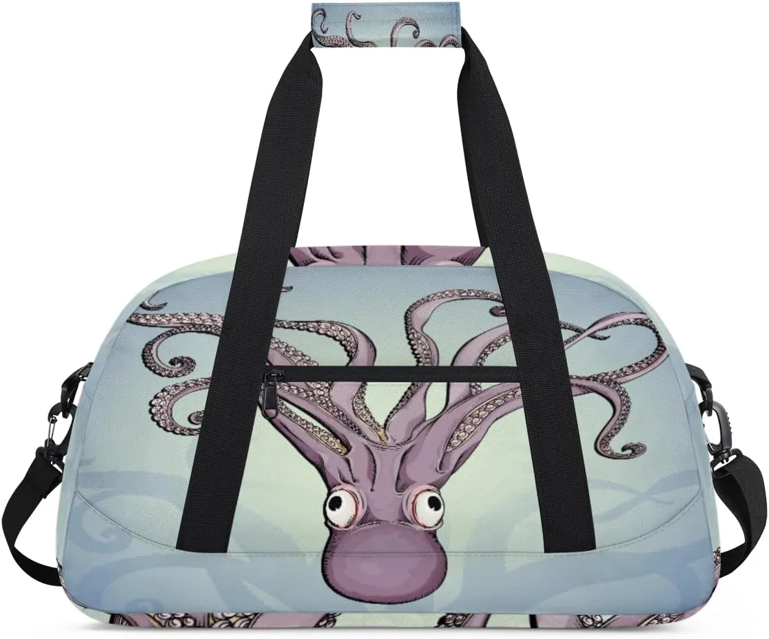 Funny Octopus Gym Duffel Bag for Men Women Octopus Shadow Sports Tote Bag with Adjustable Shoulder Strap for Dance Gymnastics Traveling Outdoor Camping Overnight Stay