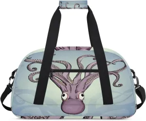 Funny Octopus Gym Duffel Bag for Men Women Octopus Shadow Sports Tote Bag with Adjustable Shoulder Strap for Dance Gymnastics Traveling Outdoor Camping Overnight Stay